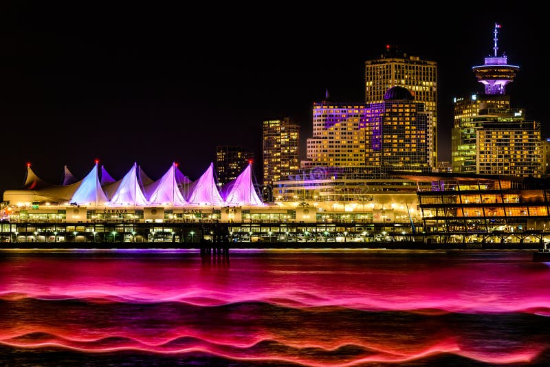 Night Lights, Vancouver, British Columbia, BC, Canada Stock Photo