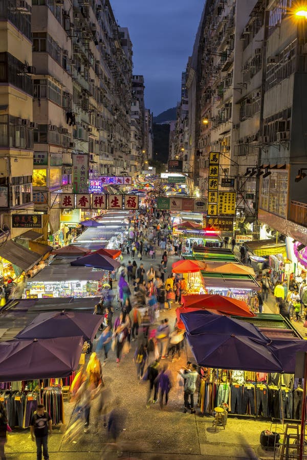 Night Market in Mongkok, Hong Kong Editorial Stock Image - Image of