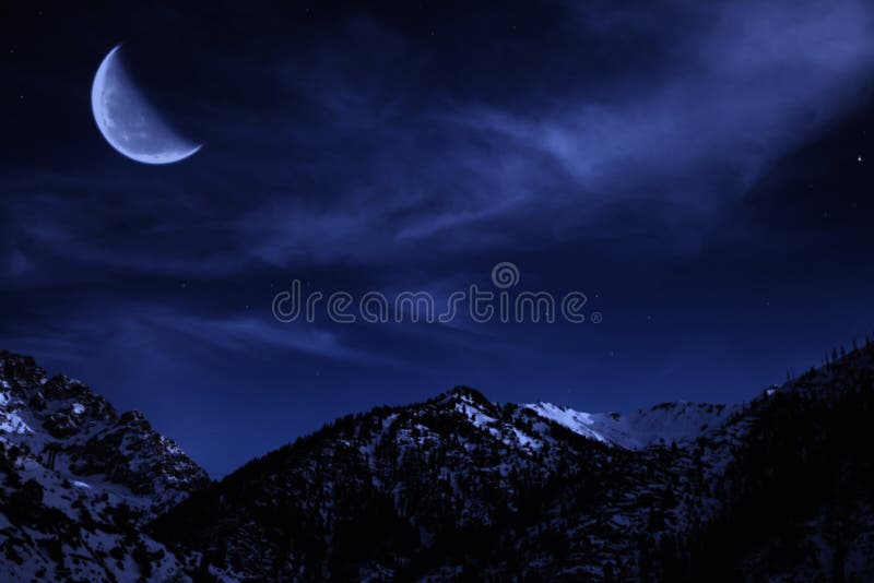 Night Mountain Winter Landscape Stock Photo Image of astronomy