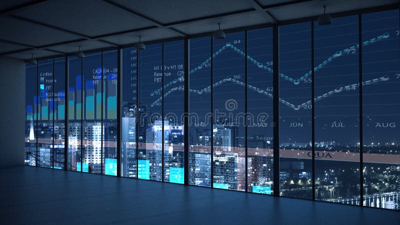Night office interior . Mixed media stock image Night office interior . Mixed media stock image