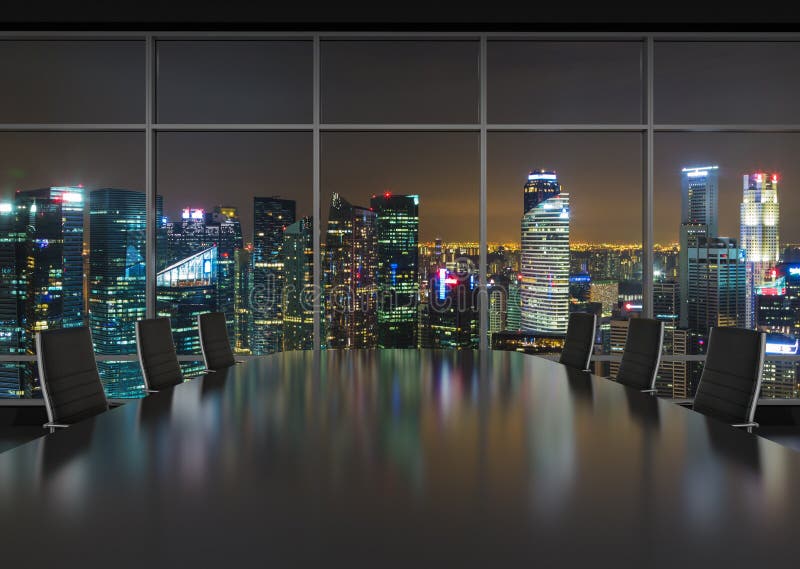 Night office interior stock illustration. Illustration of city 49015091