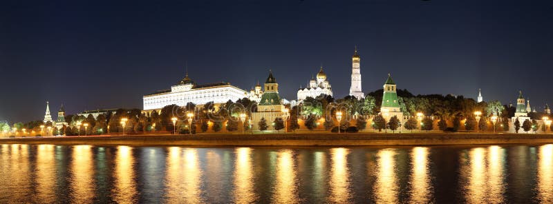 Night panoramic view of the Kremlin, Moscow, Russia--the most popular view of Moscow