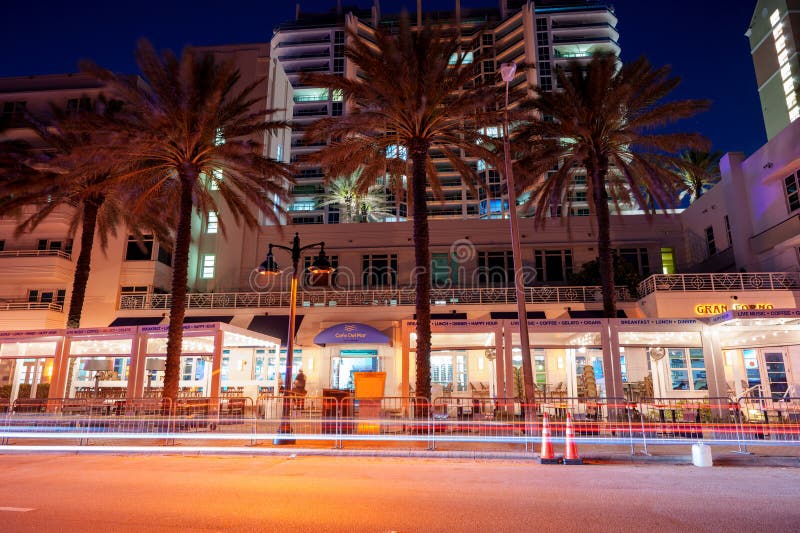 Fort Lauderdale, FL, USA - March 30, 2024: night photo Cafe Del Mar on Fort Lauderdale Beach FL