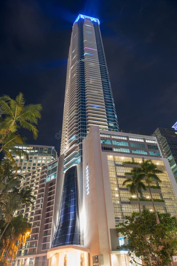 Night photo Panorama Tower Downtown Brickell Miami FL stock images Night photo Panorama Tower Downtown Brickell Miami FL stock images