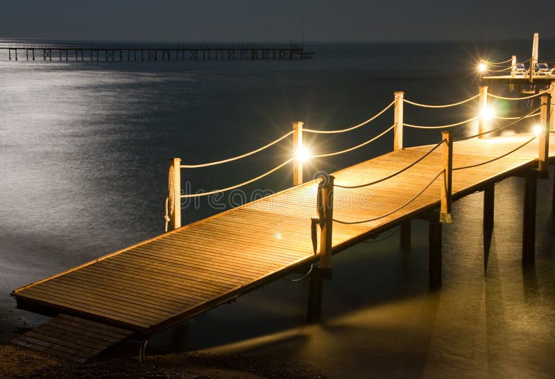 Night pier stock images