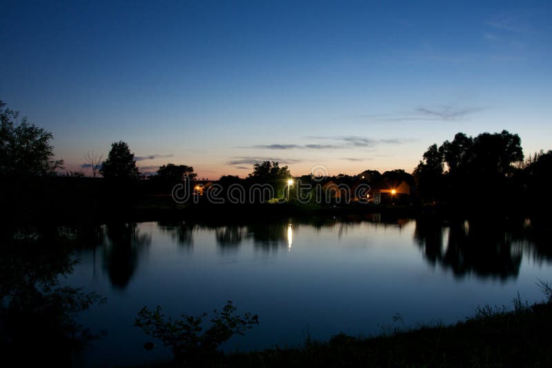 The Pond In The Village At Night Stock Image Image of huangshan