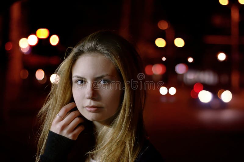 Night girl Portrait stock photo. Image of blur, nice - 94000802