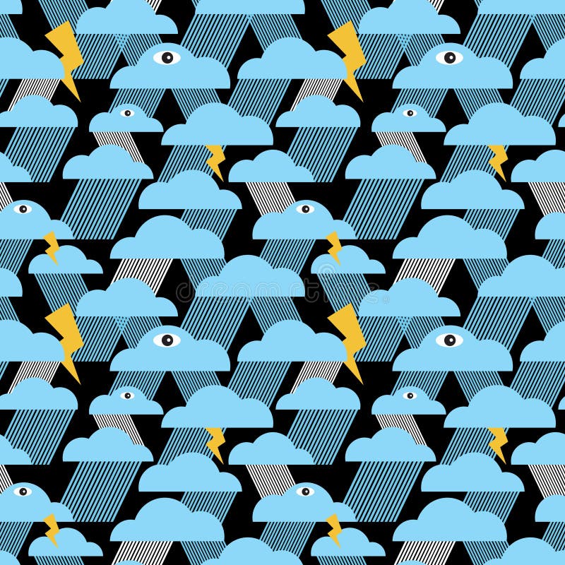 Night rain seamless pattern.