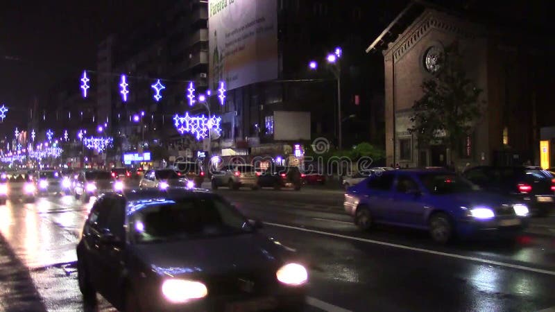 Night rain snow traffic απόθεμα βίντεο