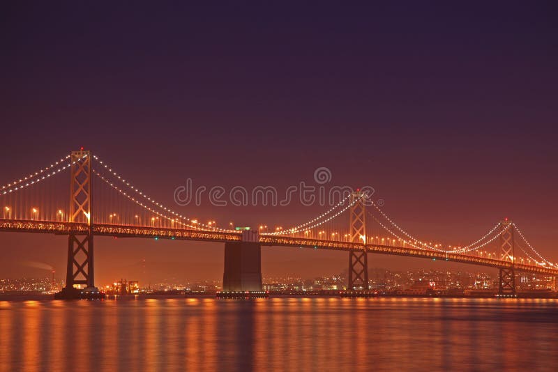 The Night Scene of Bay Bridge royalty free stock image The Night Scene of Bay Bridge royalty free stock image