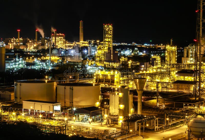 Night scene of chemical plant