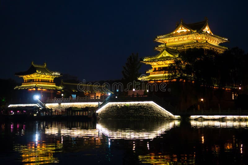 Night Scene of Chinese Old building - tower