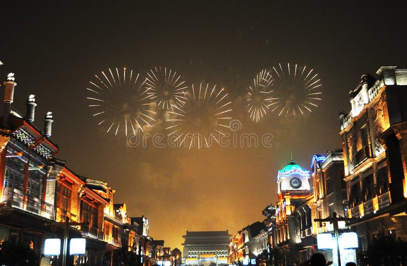 Night scene with fireworks