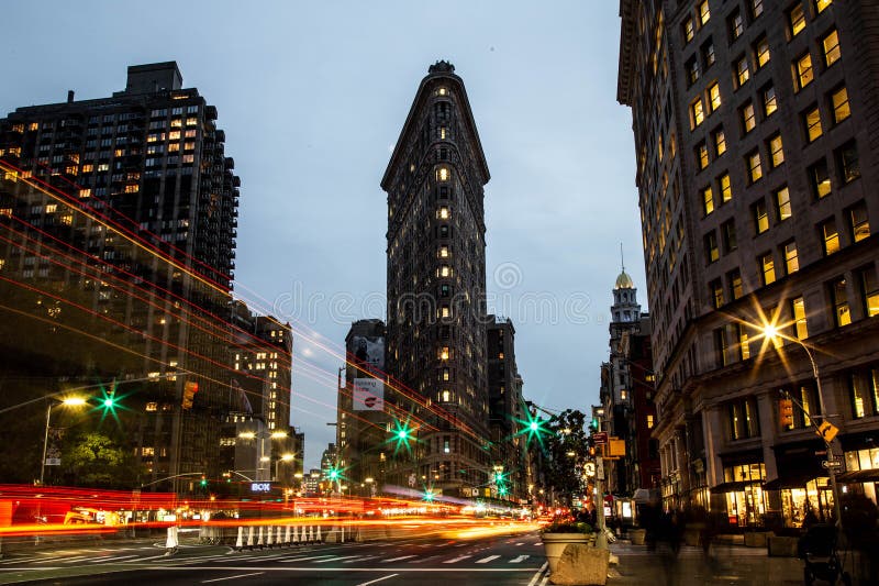 Night Scene at the Flatiron Building royalty free stock photography