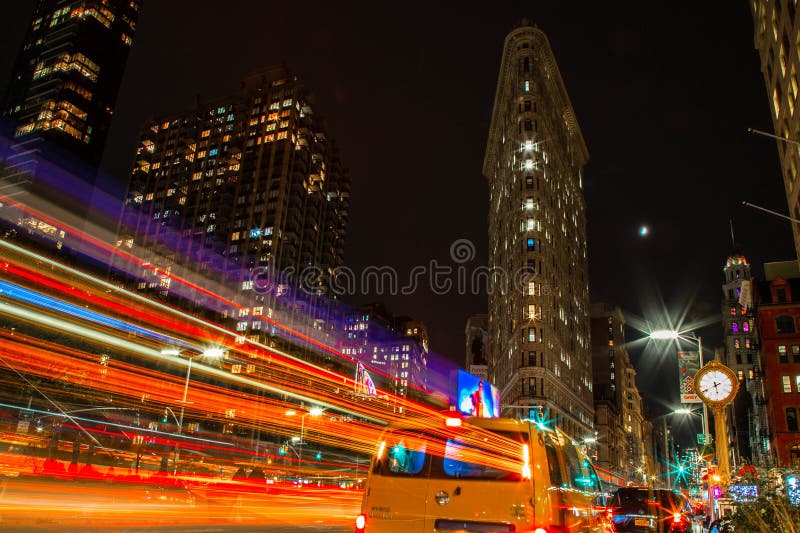 Night Scene at the Flatiron Building royalty free stock image