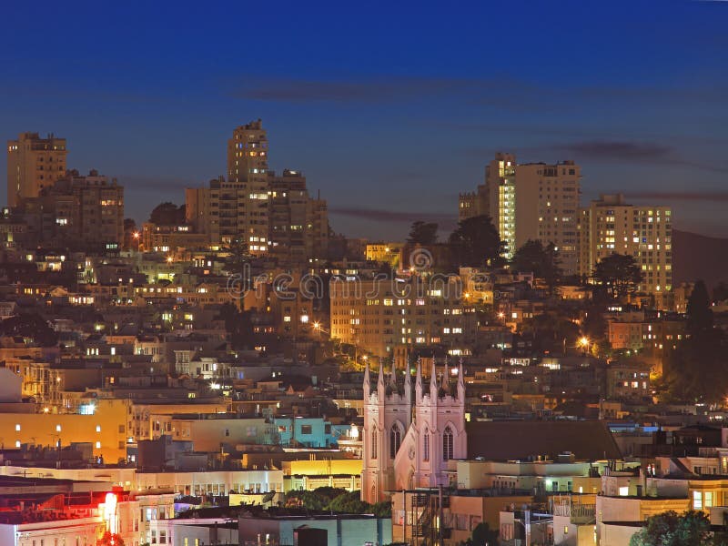 Night Scene of Nob Hill in San Francisco