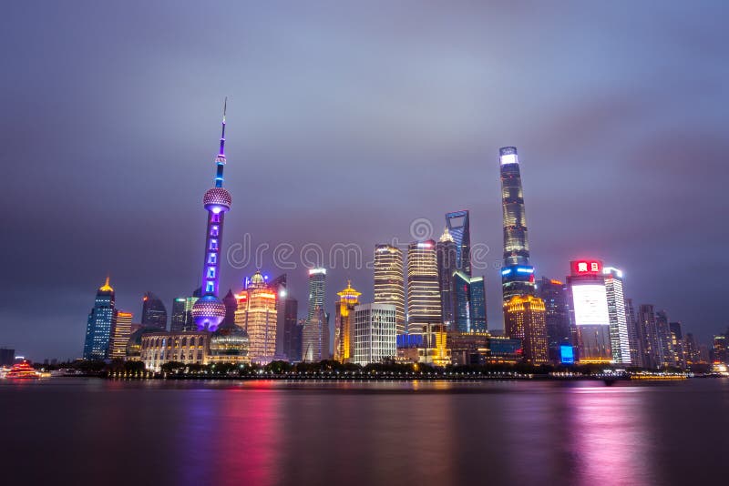 Night Scene of The Oriental Pearl Tower in Shanghai,China April royalty free stock photography Night Scene of The Oriental Pearl Tower in Shanghai,China April royalty free stock photography