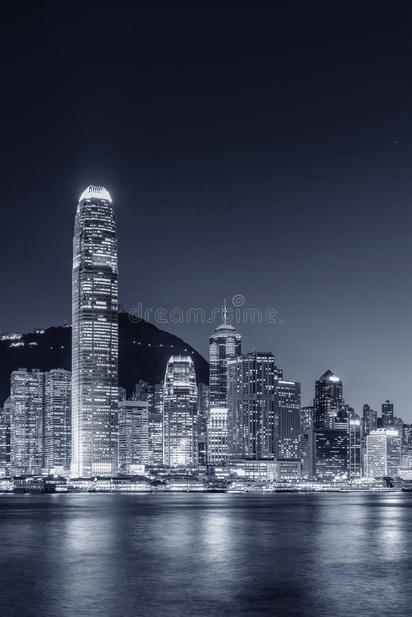 Night Scenery of Victoria Harbor of Hong Kong City Stock Photo - Image ...