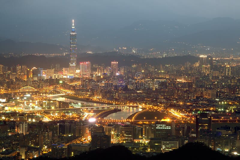 Night scenes of the Taipei city, Taiwan