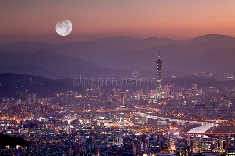 Night scenes of the Taipei city, Taiwan