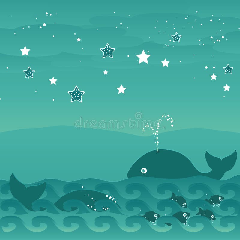 Night Sea Scene royalty free illustration