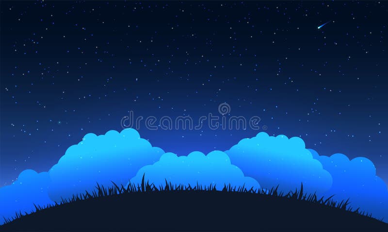 Night Sky Background. Hill and Cloud at Night Sky and Star Stock Vector -  Illustration of beautiful, graphic: 171837305