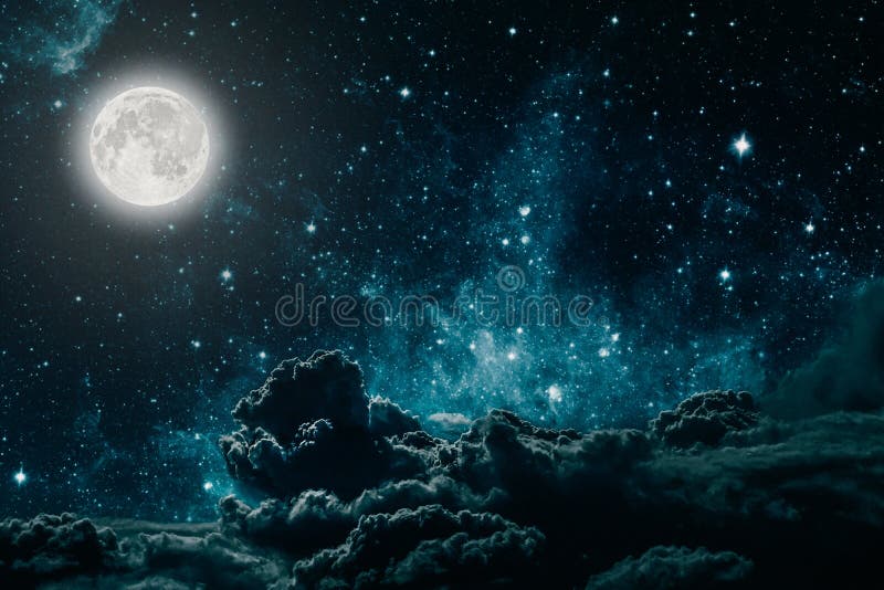 Night Sky Background With Moon And Stars Full Moon Background Stock Photo   Download Image Now  iStock