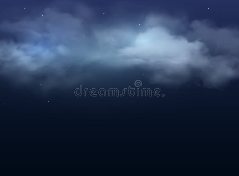 Night Sky, Clouds and Stars Realistic Background Stock Vector -  Illustration of vector, milky: 209861456