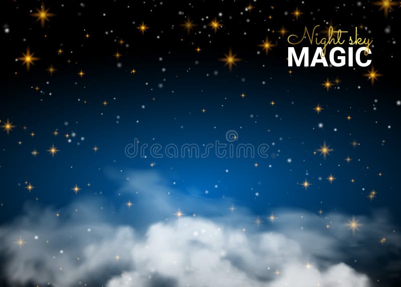 Night sky magic cloud. Holiday Shining Motion Design Card.