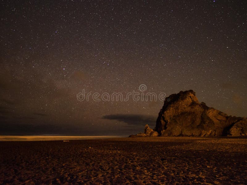Night sky over Lion rock @ Piha, New Zealand stock photos Night sky over Lion rock @ Piha, New Zealand stock photos
