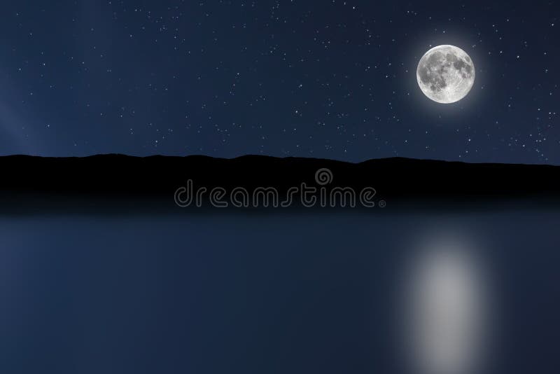 Night sky river background with moon and stars. Full moon. royalty free stock images Night sky river background with moon and stars. Full moon. royalty free stock images