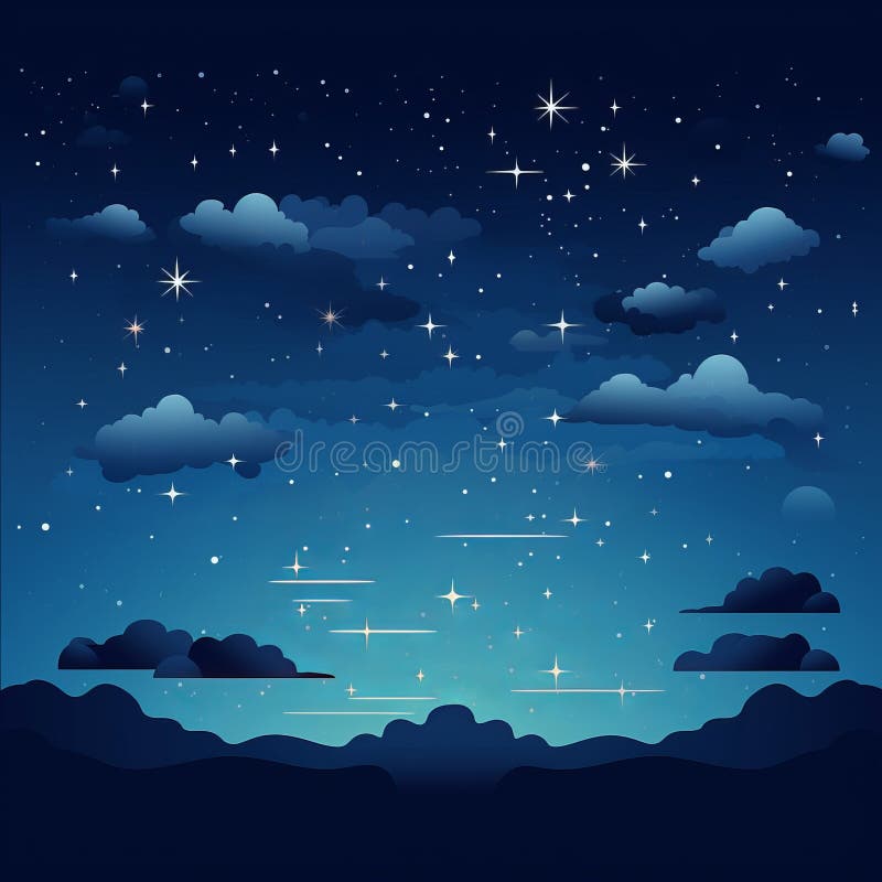 Night Sky with Stars and Clouds Vector Illustration Stock Illustration ...
