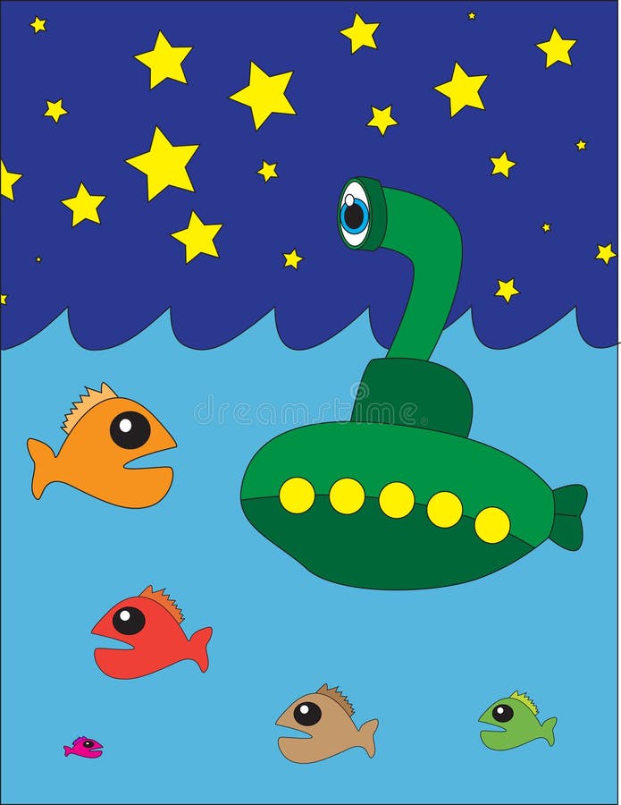 Night Sky Submarine vector illustration Night Sky Submarine vector illustration
