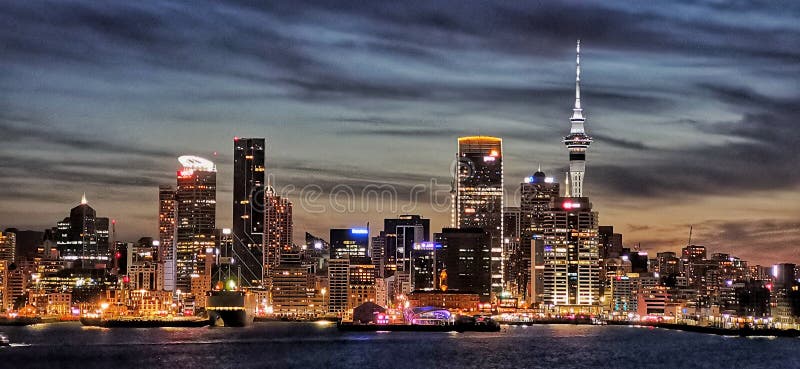 Night Skyline of Auckland, New Zealand Editorial Image - Image of auckland,  dawn: 212094200