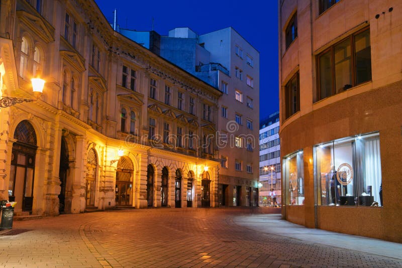 Night Street of Bratislava royalty free stock image Night Street of Bratislava royalty free stock image
