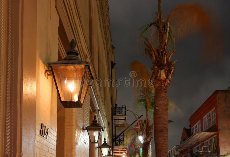 New Orleans French Quarter Gas Lights Editorial Stock Image