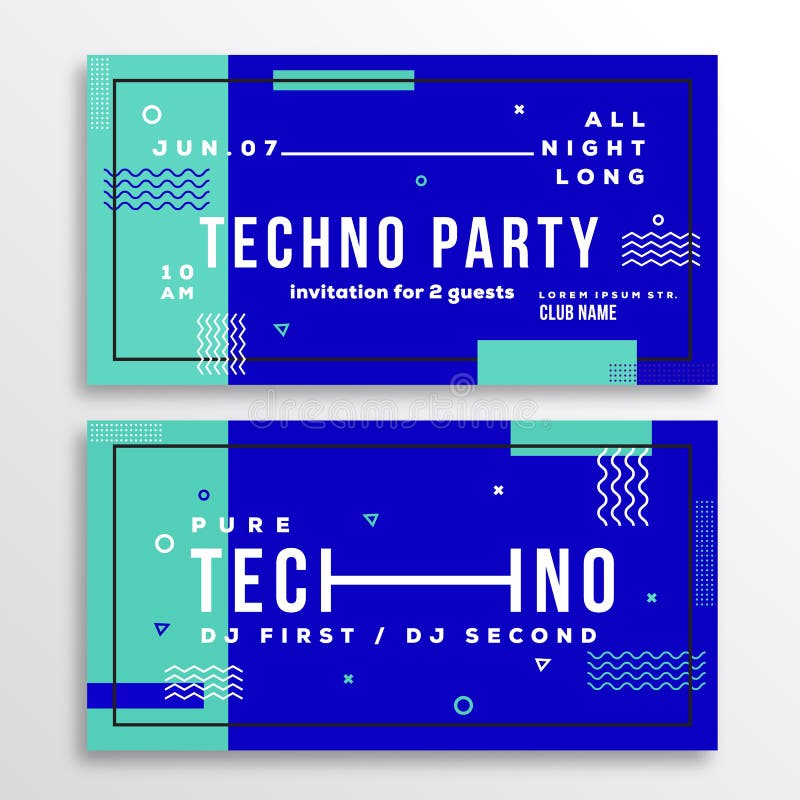 Night Techno Party Club Invitation Card Flyer Template