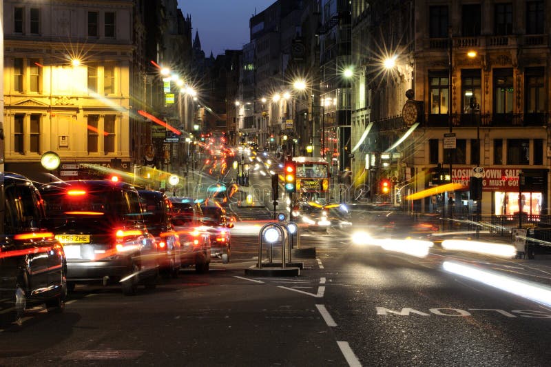 Night traffic in London