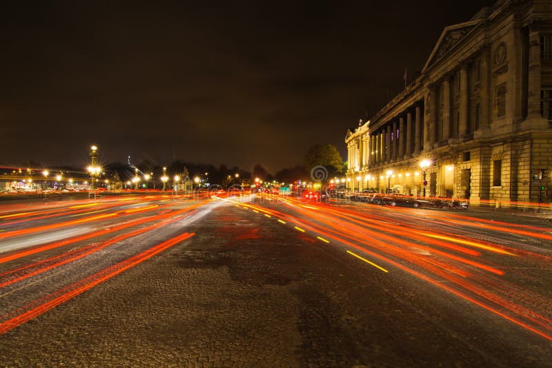 Night traffic at the square of concorde in Paris