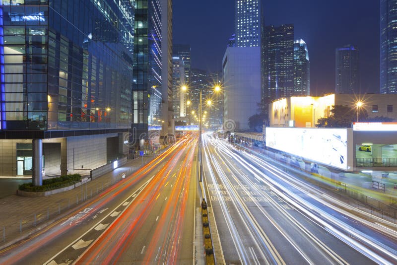 Night trails at night in Hong Kong