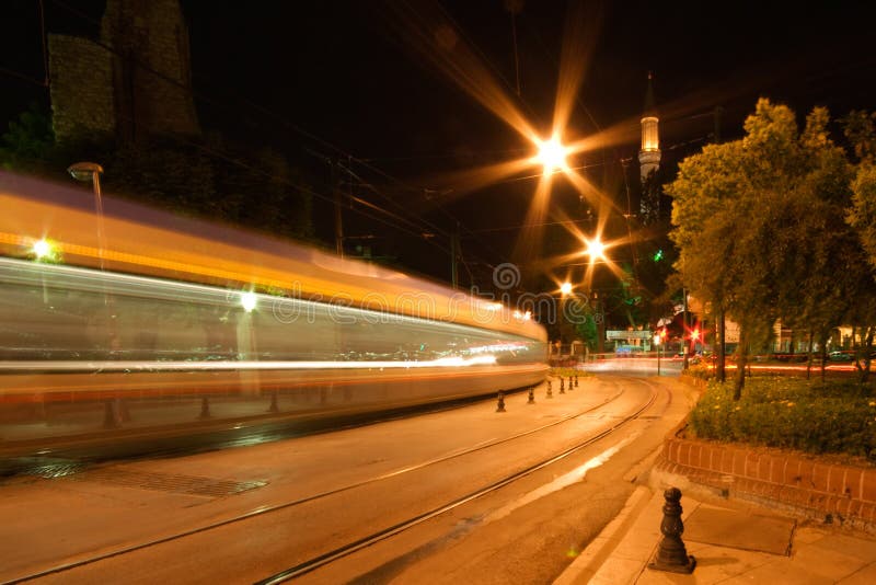 Night train on the move. Night train stock images, royalty-free photos and pictures