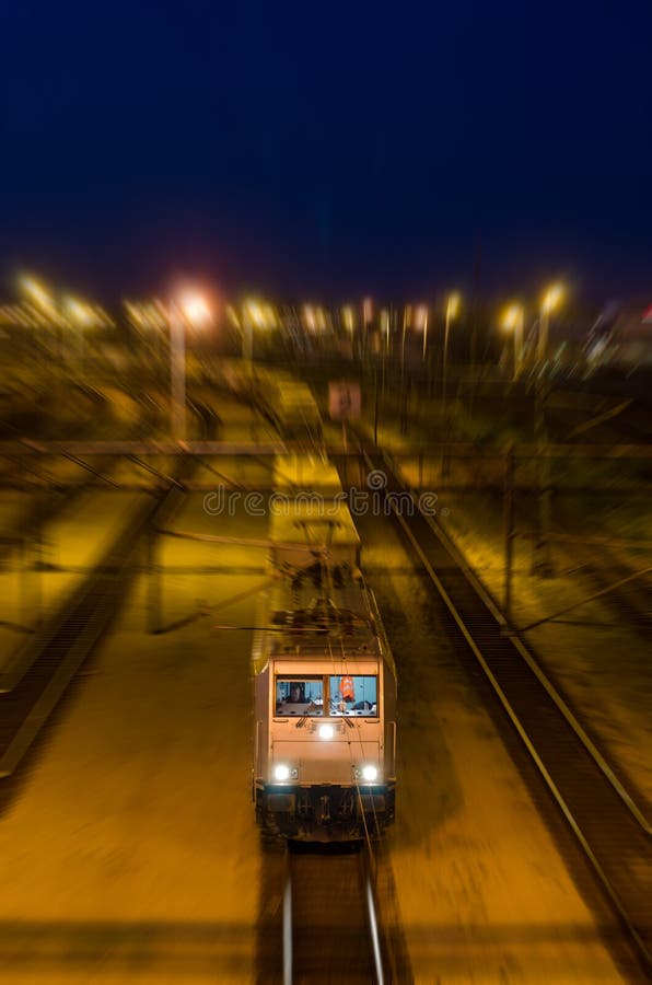 Night train passing by in the night. Night train stock images, royalty-free photos and pictures