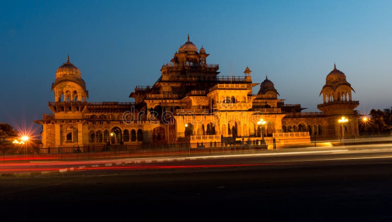 Night view Albert Hall museum Jaipur stock image Night view Albert Hall museum Jaipur stock image