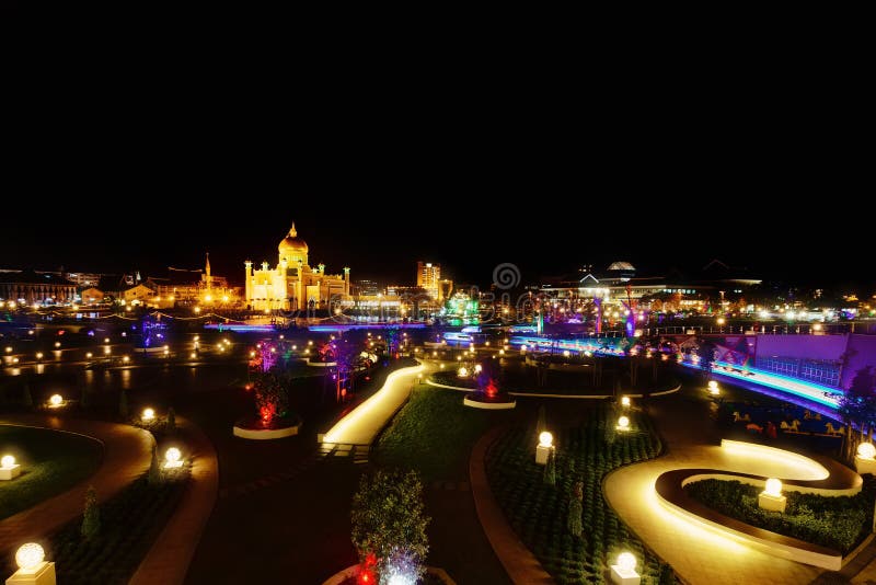 Night view of Bandar Seri Begawan, Brunei, Asia