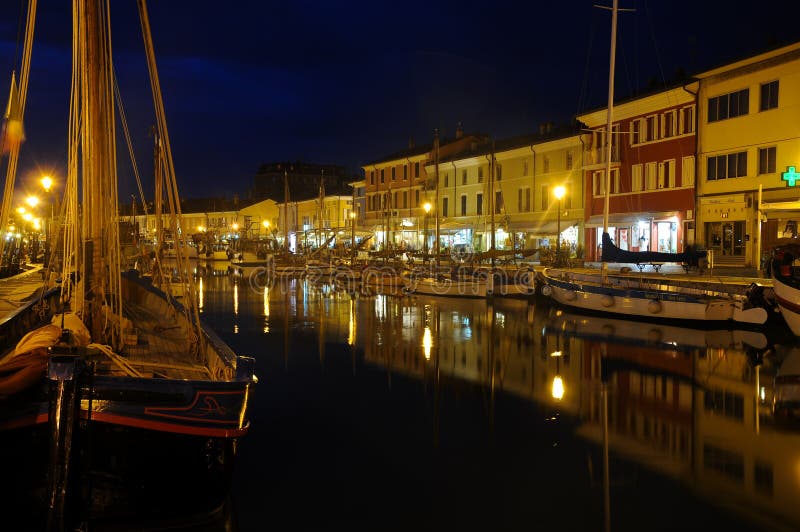 Night View of the Beautiful Canals of Cesenatico Editorial Image ...