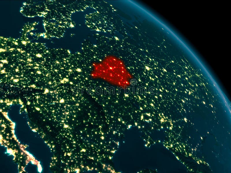 Night view of Belarus on Earth vector illustration