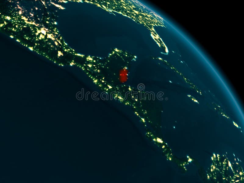 Night view of Belize on Earth royalty free illustration