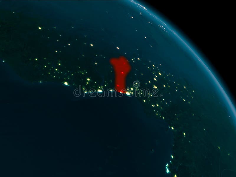 Night view of Benin on Earth stock illustration