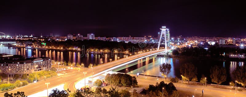 Bridge of the Slovak National Upraising, Danube river, capital Bratislava, Slovakia