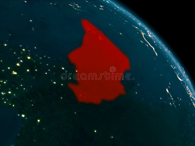 Night view of Chad on Earth royalty free illustration